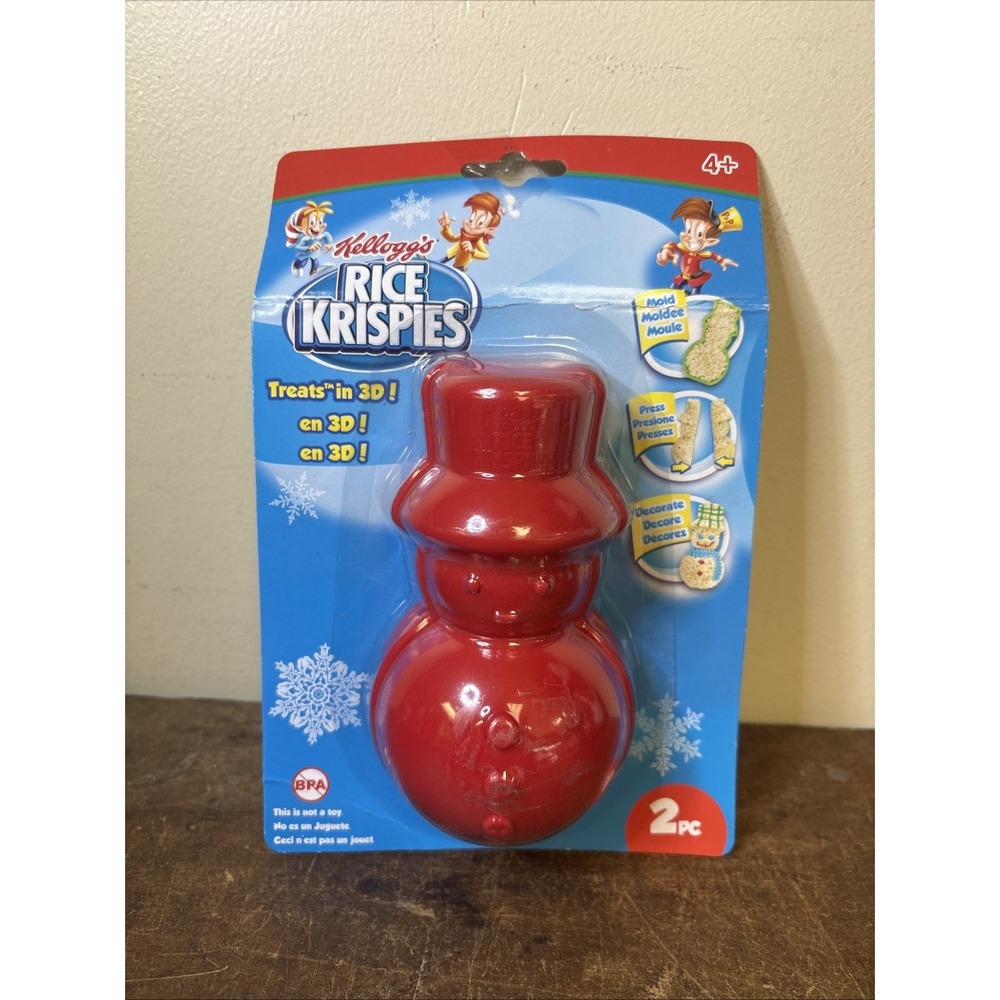 New KELLOGG'S Rice Krispies Treat 3D Red Snowman Mold 2 PC Kids 4+